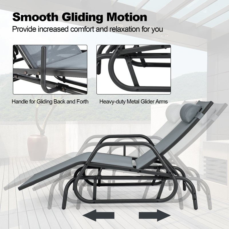 Ulkokeinu- ja lepotuoli tyynyllä ja käsinojilla - harmaa