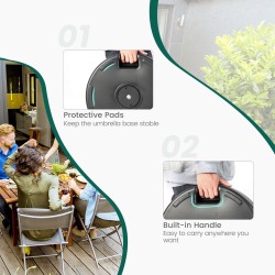 Täytettävä raskas aurinkovarjon jalusta musta 45 cm