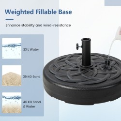 Täytettävä pyöreä aurinkovarjon jalusta 56 cm musta