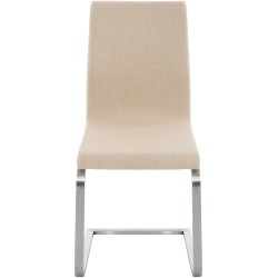 Moderni ruokapöydän tuoli keinuvalla teräsrungolla ja pehmeällä verhoilulla