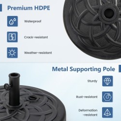 Täytettävä pyöreä aurinkovarjon jalusta 56 cm musta