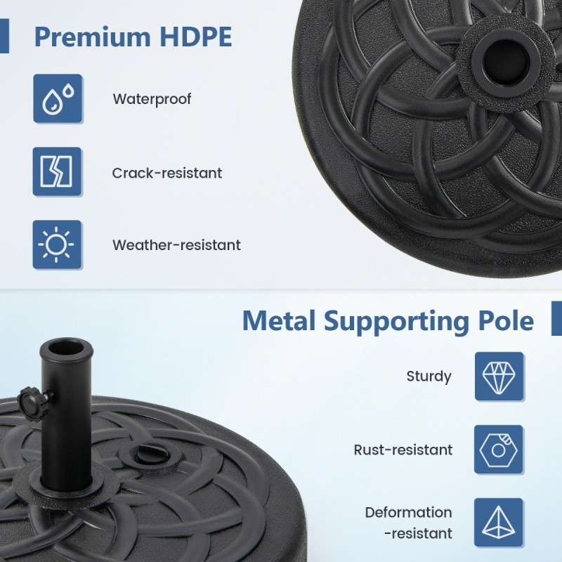 Täytettävä pyöreä aurinkovarjon jalusta 56 cm musta