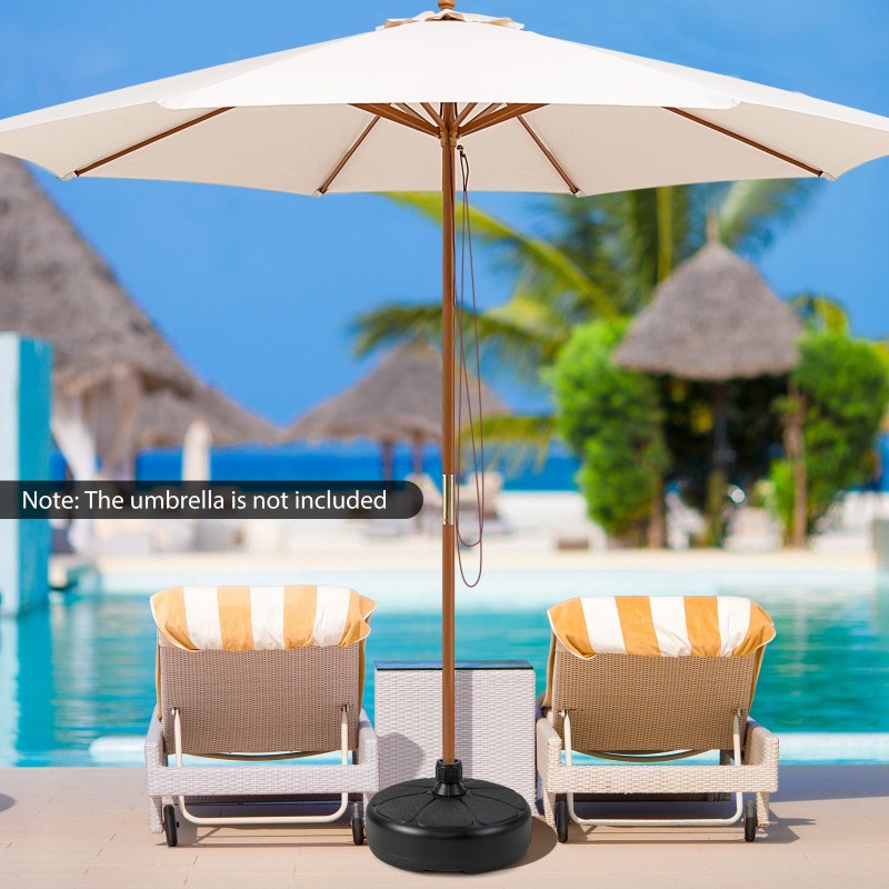 Täytettävä pyöreä varjoteline 38 mm varjotangoille musta