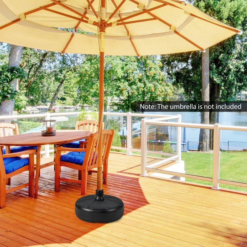 Täytettävä pyöreä varjoteline 38 mm varjotangoille musta