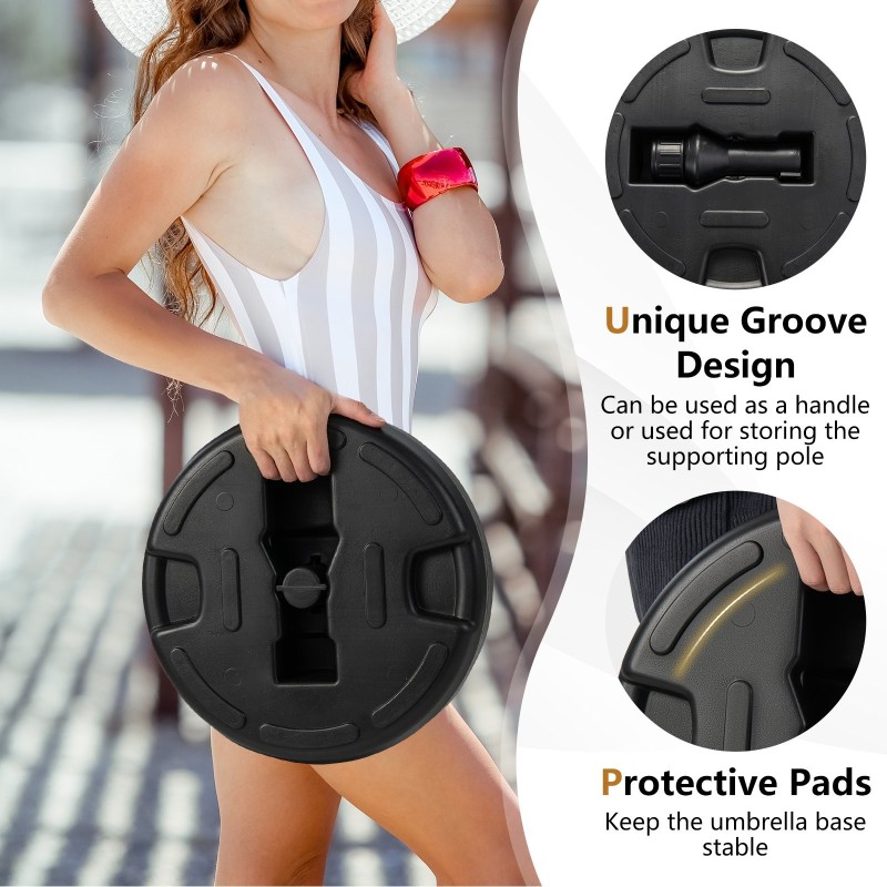 Täytettävä pyöreä varjoteline 38 mm varjotangoille musta