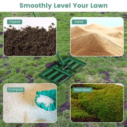 Ergonominen nurmikon tasoitusrauta vihreä 75/91/106 x 25 cm