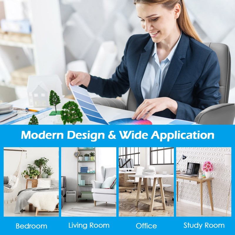 Säädettävä harmaa keinutoiminnolla varustettu nahkainen työtuoli