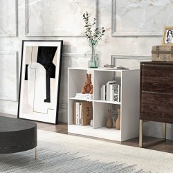 Valkoinen 4-kuutioinen puinen säilytyskaappi kaatumisenestolla