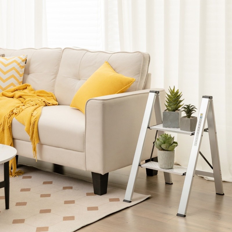 Kaksivaiheinen alumiinitikas, hopea, liukumaton ja kevyt