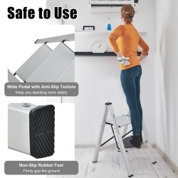 Kaksivaiheinen alumiinitikas, hopea, liukumaton ja kevyt