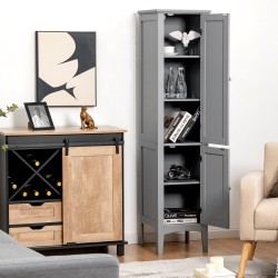 Kapea harmaa kylpyhuonekaappi, 5 hyllytasoa, MDF-materiaali Kapea harmaa kylpyhuonekaappi, 5 hyllytasoa, MDF-materiaali