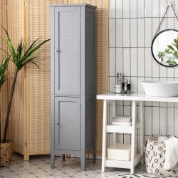 Kapea harmaa kylpyhuonekaappi, 5 hyllytasoa, MDF-materiaali Kapea harmaa kylpyhuonekaappi, 5 hyllytasoa, MDF-materiaali