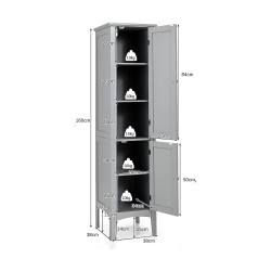 Kapea harmaa kylpyhuonekaappi, 5 hyllytasoa, MDF-materiaali Kapea harmaa kylpyhuonekaappi, 5 hyllytasoa, MDF-materiaali