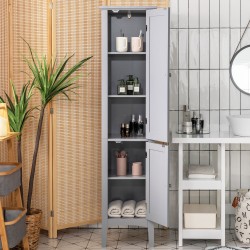 Kapea harmaa kylpyhuonekaappi, 5 hyllytasoa, MDF-materiaali Kapea harmaa kylpyhuonekaappi, 5 hyllytasoa, MDF-materiaali