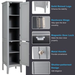 Kapea harmaa kylpyhuonekaappi, 5 hyllytasoa, MDF-materiaali Kapea harmaa kylpyhuonekaappi, 5 hyllytasoa, MDF-materiaali