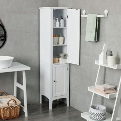 Kapea valkoinen kylpyhuonekaappi, 5 hyllytasoa, MDF-materiaali Kapea valkoinen kylpyhuonekaappi, 5 hyllytasoa, MDF-materiaali