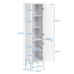 Kapea valkoinen kylpyhuonekaappi, 5 hyllytasoa, MDF-materiaali Kapea valkoinen kylpyhuonekaappi, 5 hyllytasoa, MDF-materiaali