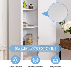 Kapea valkoinen kylpyhuonekaappi, 5 hyllytasoa, MDF-materiaali Kapea valkoinen kylpyhuonekaappi, 5 hyllytasoa, MDF-materiaali
