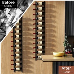 Seinään kiinnitettävä musta metallinen viinipulloteline 12 pullolle