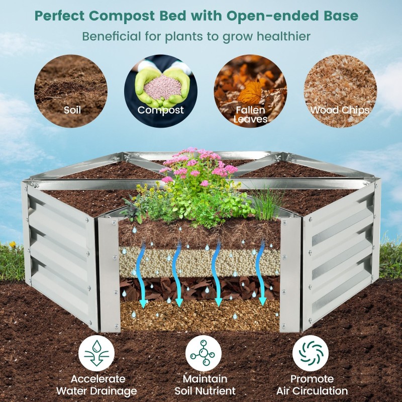 Kuusi kappaletta kolmionmuotoista galvanoitua puutarhapenkkiä - hopea