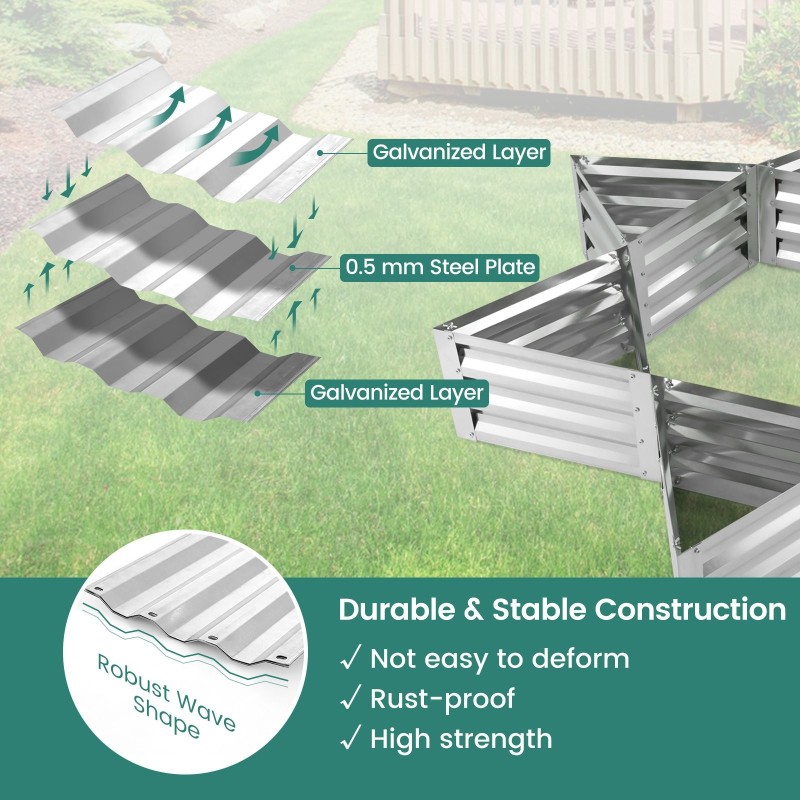Kuusi kappaletta kolmionmuotoista galvanoitua puutarhapenkkiä - hopea