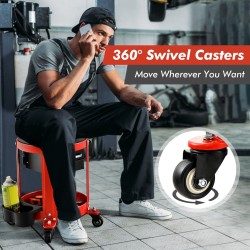 Punainen monikäyttöinen työpajatuoli 150 kg kantavuudella