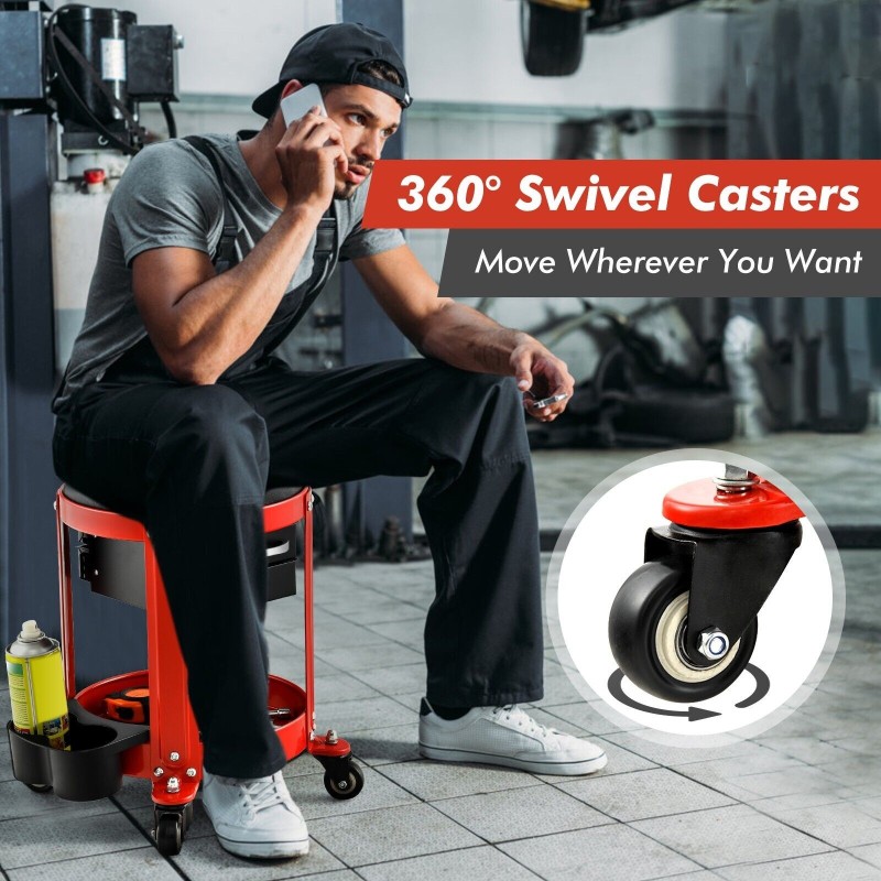 Punainen monikäyttöinen työpajatuoli 150 kg kantavuudella