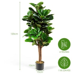 Keinotekoinen viikunapuu 120 cm vihreä koriste ruukulla