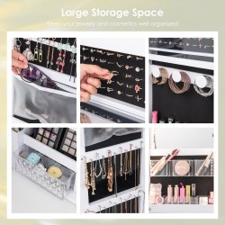 Valkoinen korukaappi kokovartalopeilillä ja LED-valoilla