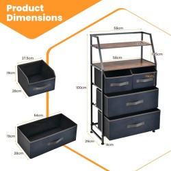 Vapaasti seisova 4-laatikon säilytyskaluste, rustiikkinen ruskea