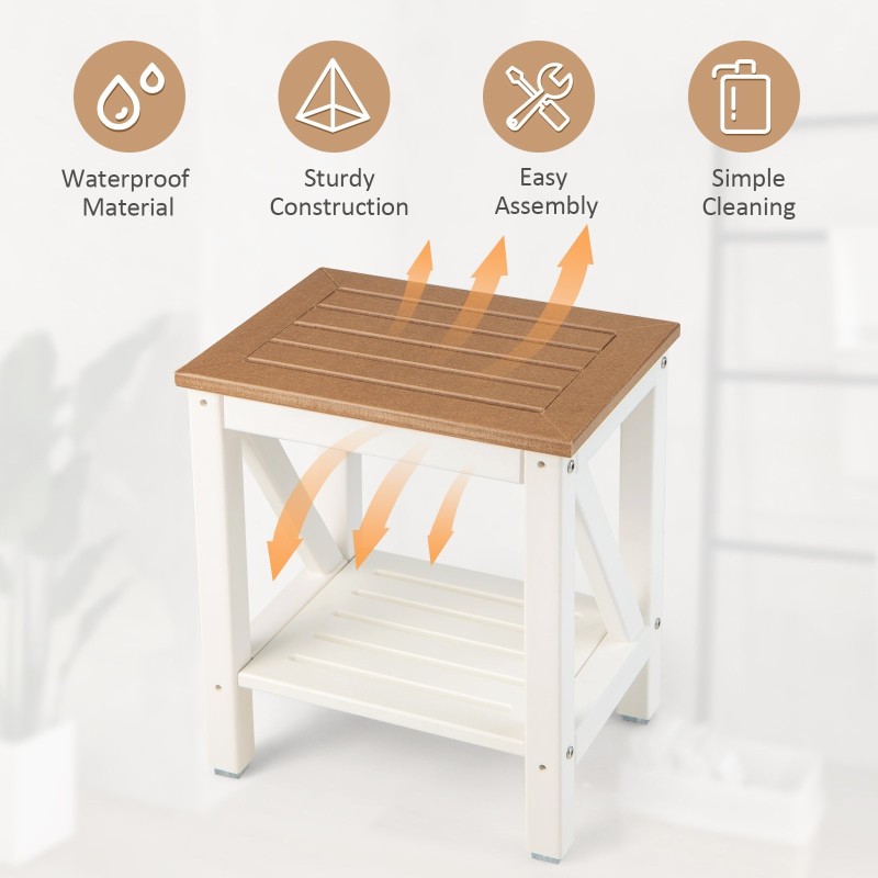 Valkoinen vedenkestävä suihkupenkki 150 kg kantavuudella