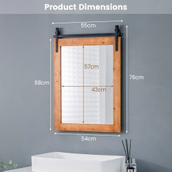 Seinäpeili massiivipuisella kehyksellä ja metallikiinnikkeellä ruskea