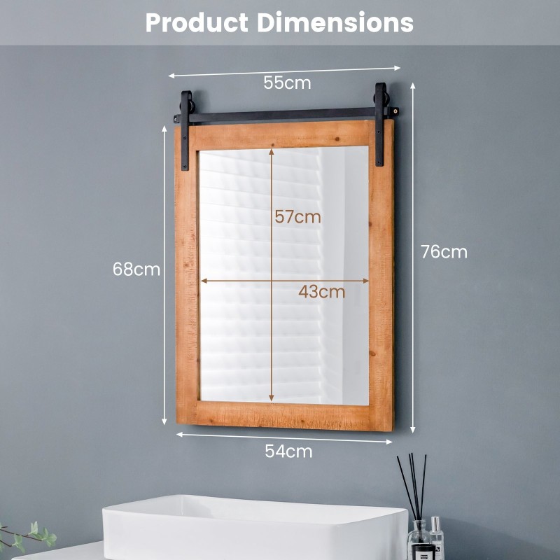 Seinäpeili massiivipuisella kehyksellä ja metallikiinnikkeellä ruskea