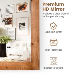 Seinäpeili massiivipuisella kehyksellä ja metallikiinnikkeellä ruskea