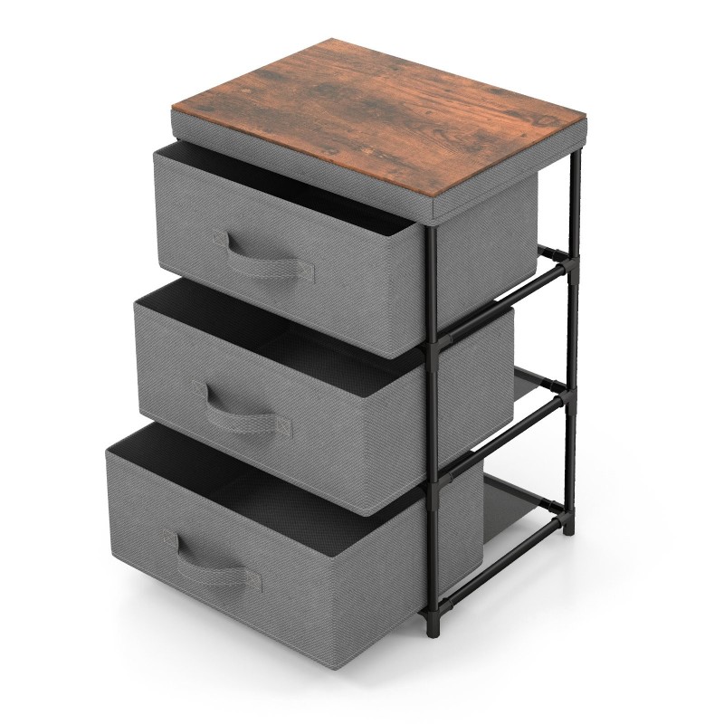 Kankainen säilytyskaluste harmaa, 3 laatikkoa, irrotettava kansi