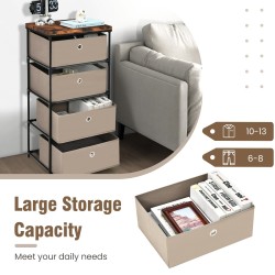 Neljän tason kangaslipasto laatikoilla ja metallirungolla - kahvi