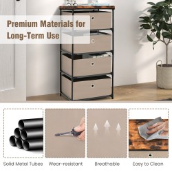 Neljän tason kangaslipasto laatikoilla ja metallirungolla - kahvi