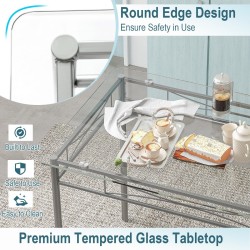 Moderni 5-osainen ruokailuryhmä lasipöydällä ja tuoleilla