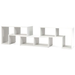 Valkoinen muunneltava TV-taso 65" televisioille, 3 osaa