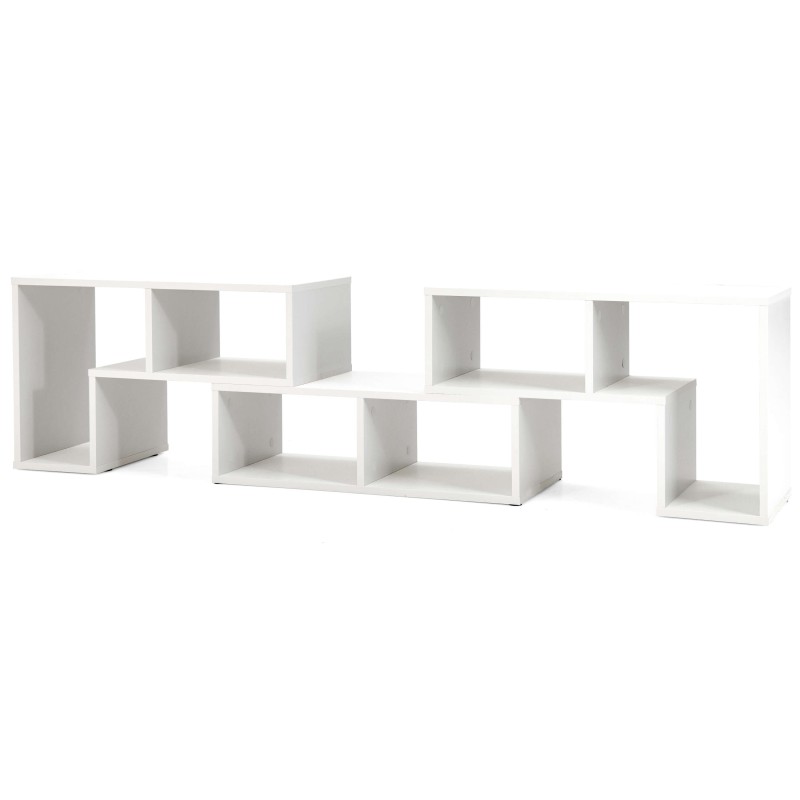 Valkoinen muunneltava TV-taso 65" televisioille, 3 osaa