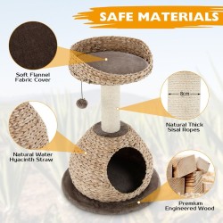 Kissan kiipeilypuu pesällä ja sisalilla, ruskea