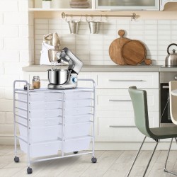 Rullakärry 12 laatikolla ja metallirungolla, läpinäkyvä