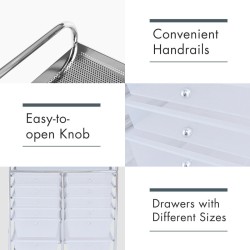 Rullakärry 12 laatikolla ja metallirungolla, läpinäkyvä