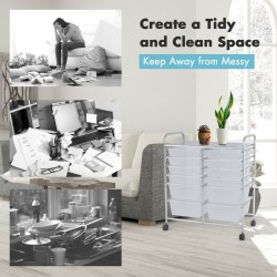 Rullakärry 12 laatikolla ja metallirungolla, läpinäkyvä