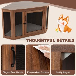 Kulmamallinen lemmikkikoti pöytätasolla ja lukittavalla ovella ruskea