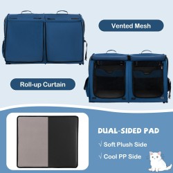 Kaksiosainen lemmikkikuljetin irrotettavilla riippumatoilla - laivastonsininen