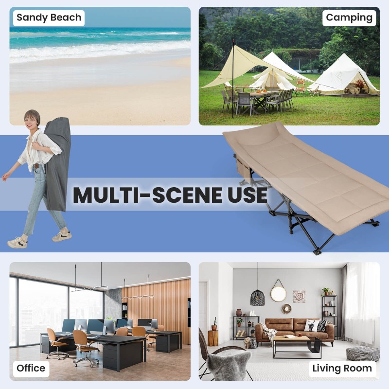 Taitettava retkisänky kantolaukulla - khaki