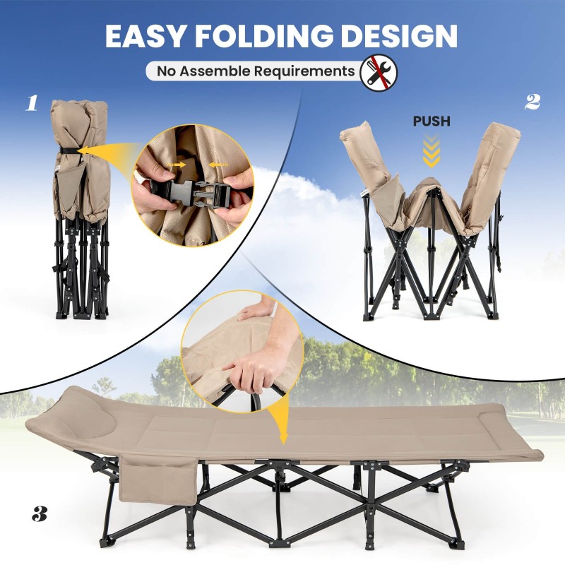 Taitettava retkisänky kantolaukulla - khaki