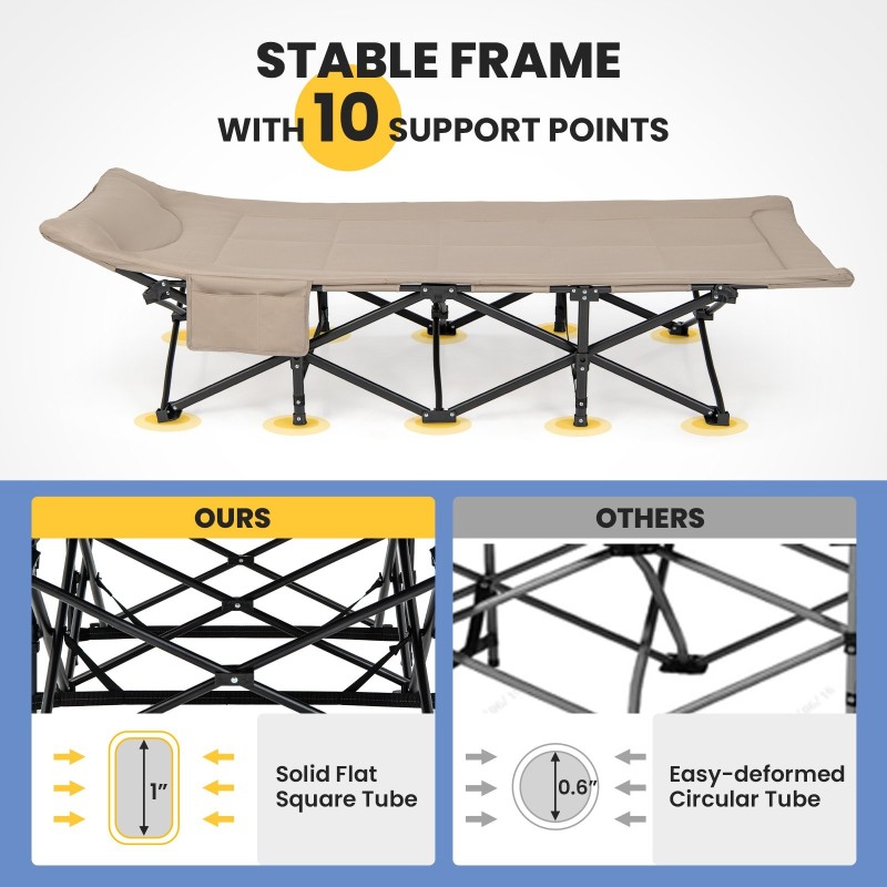Taitettava retkisänky kantolaukulla - khaki