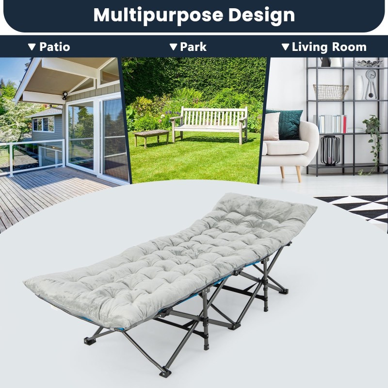 Harmaa mukava makuualusta 190x70 cm ulko- ja sisäkäyttöön